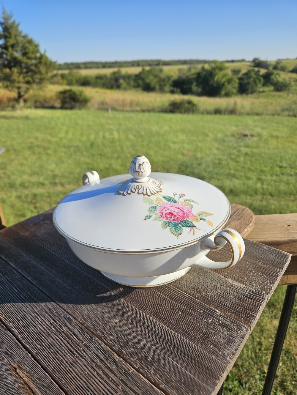 Vtg Noritake Sharon 3057 Soup Tureen Covered Casserole Dish Vegetable Bowl Japan